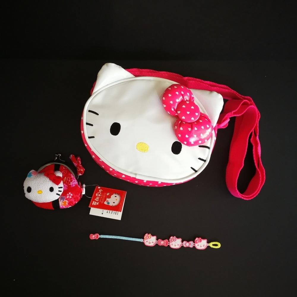 Hello Kitty Small Bag, Coin Purse, and Wristband