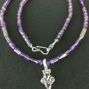 Amethyst Sterling Silver Necklace And Pendant
