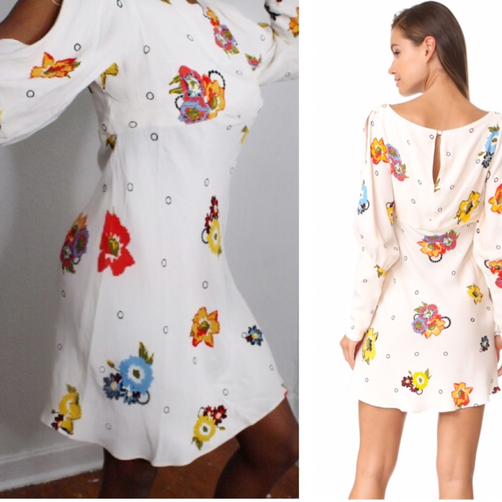 FREE PEOPLE  printed mutton sleeve dress.