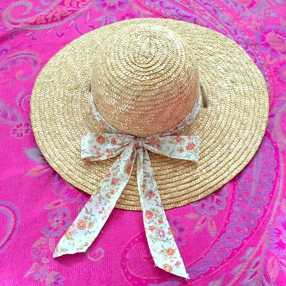 Floral Bow Band Straw Hat Q Sportswear