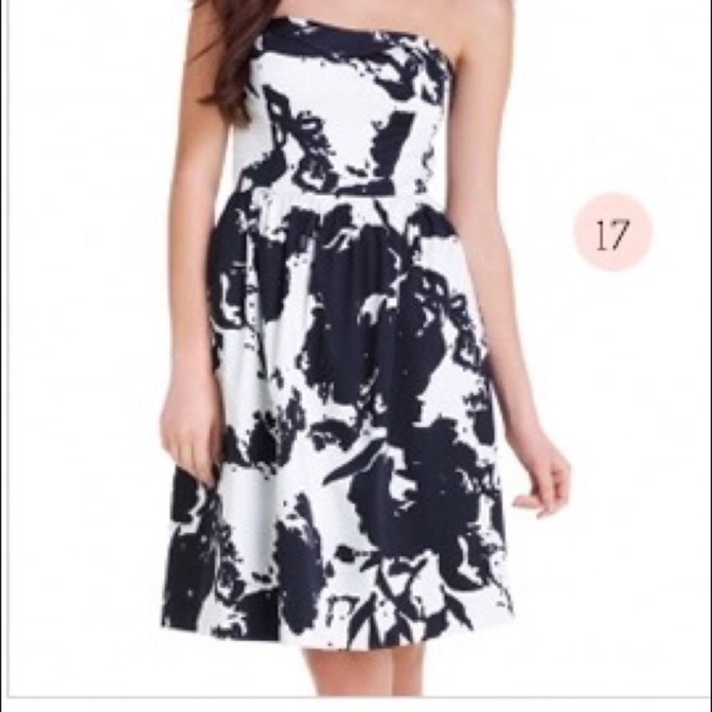 The Limited Black and White Strapless Dress