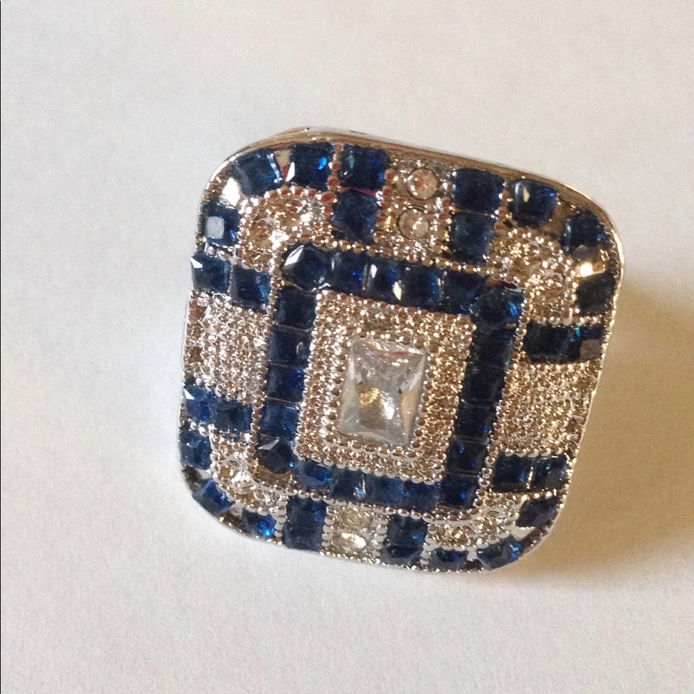 925 blue white topaz ring