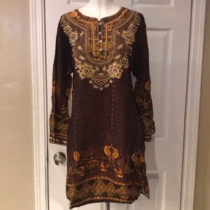 Unbranded broen embroidered tunic dress