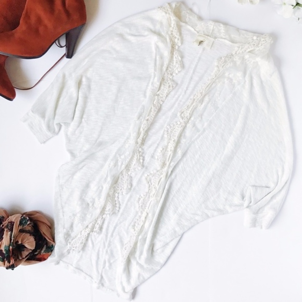 Francesca's Wrap Cardigan with Lace Trim