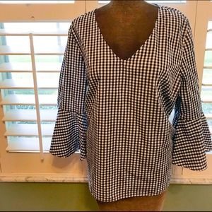 Butterfly Sleeve Gingham Shirt