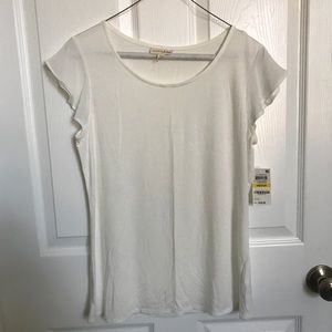 Sheer flutter sleeve top!