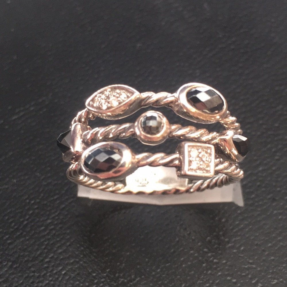 DAVID YURMAN RING W/ BLACK ONYX-HERMATINE-DIAMONDS