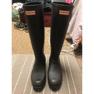 Tall Matte Black Hunter Boots Size 8