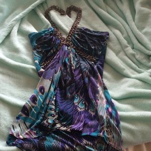 GUC Sky bejeweled silk halter top size small