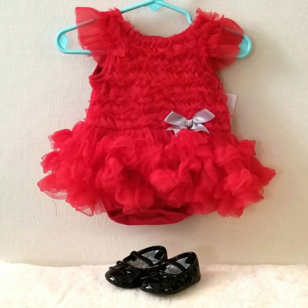 Red Ruffle Christmas Dress Onesie