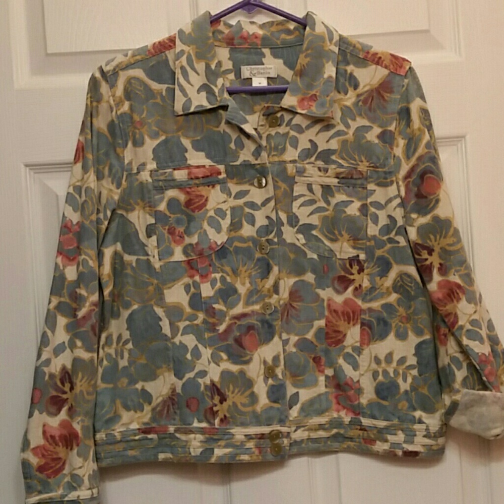 Christopher & Banks floral denim jacket