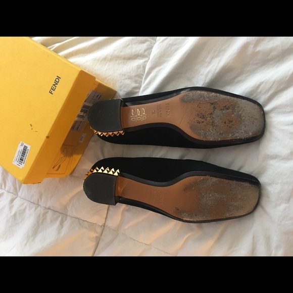 FENDI Loafers w/ gold pyramid flats - Picture 3 of 5