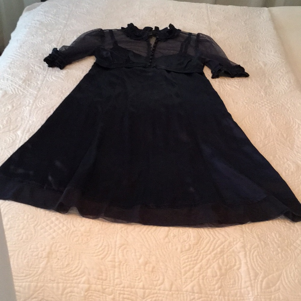 Gorgeous navy silk/satin MarcJacobs illusion dress