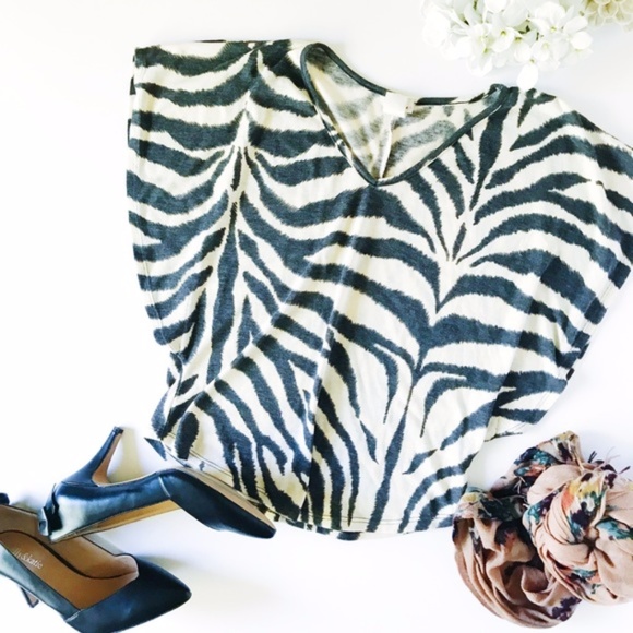 Incense Zebra Print Top with Flared Sleeve - Picture 4 of 4