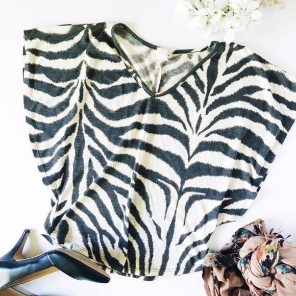 Incense Zebra Print Top with Flared Sleeve - Picture 3 of 4