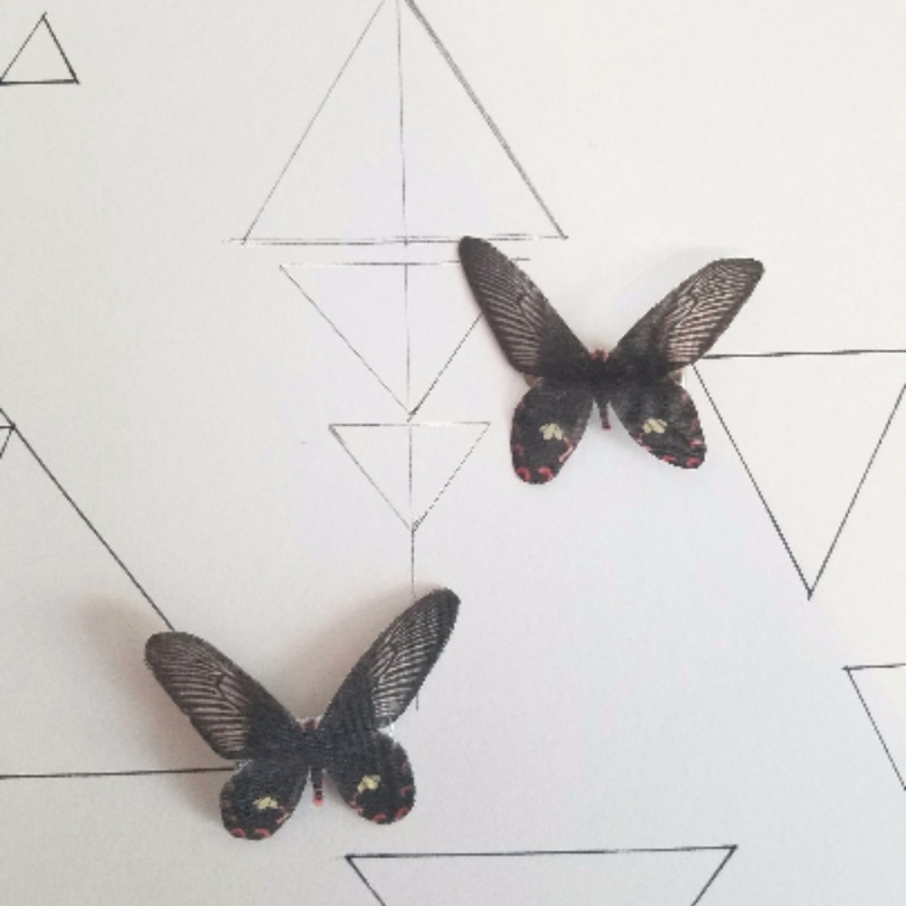 Black & Red Silk Butterfly Hairclips