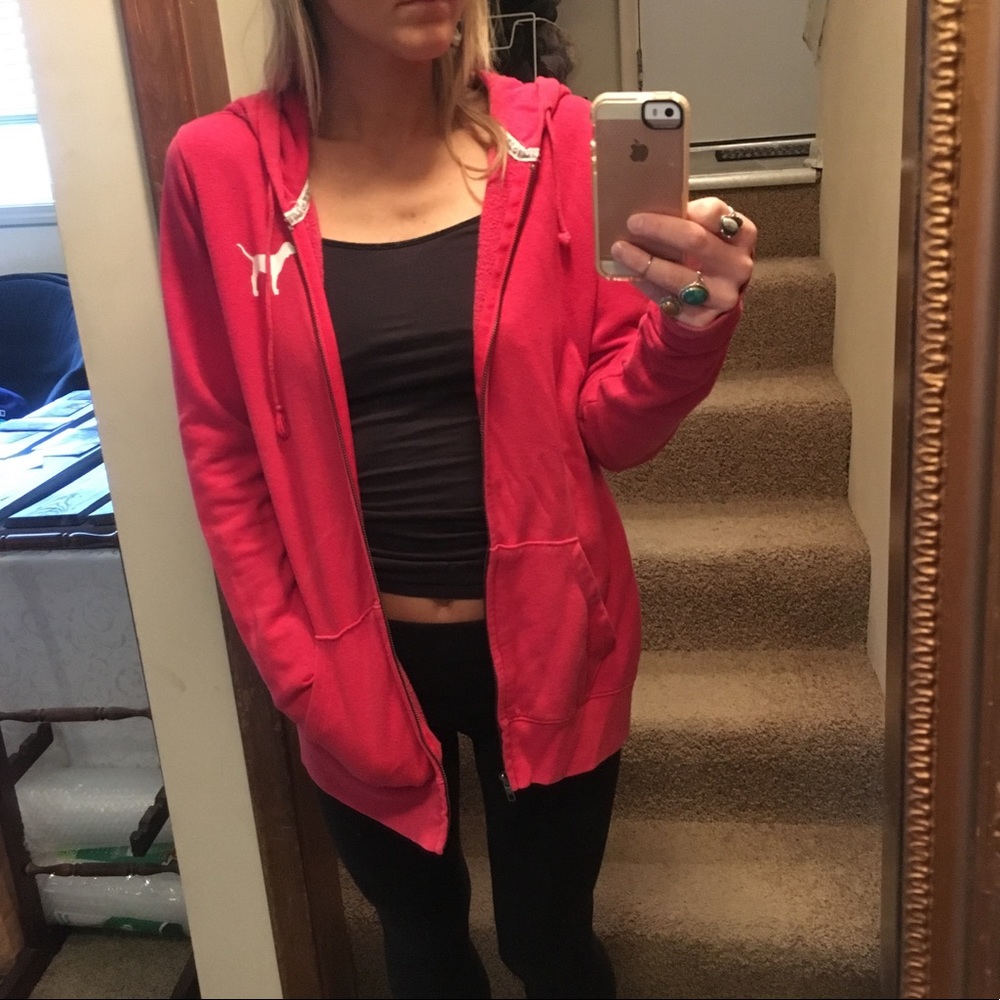 Victorias Secret ‘LOVE PINK’ Red Hoodie Sweatshirt