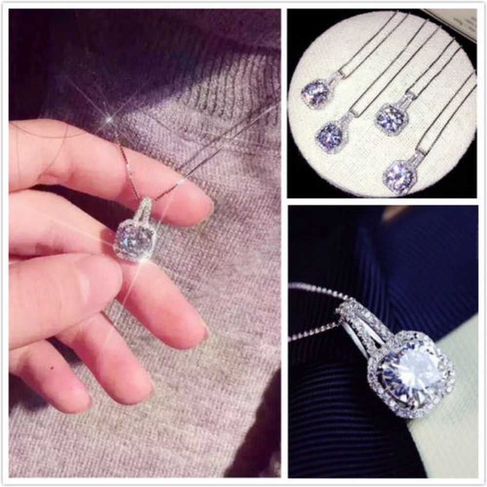 Charm Crystal SILVER necklace women - Picture 4 of 5