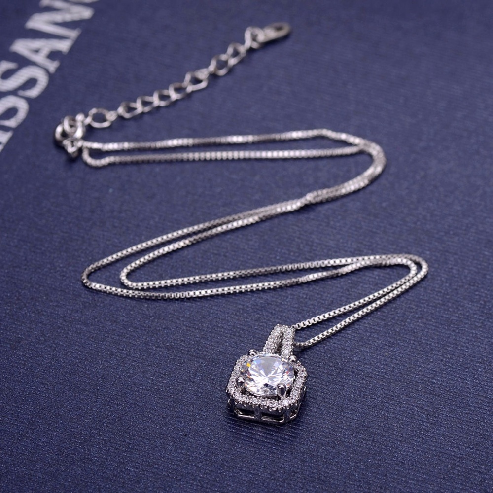 Charm Crystal SILVER necklace women - Picture 3 of 5