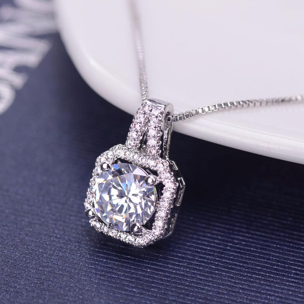 Charm Crystal SILVER necklace women - Picture 2 of 5