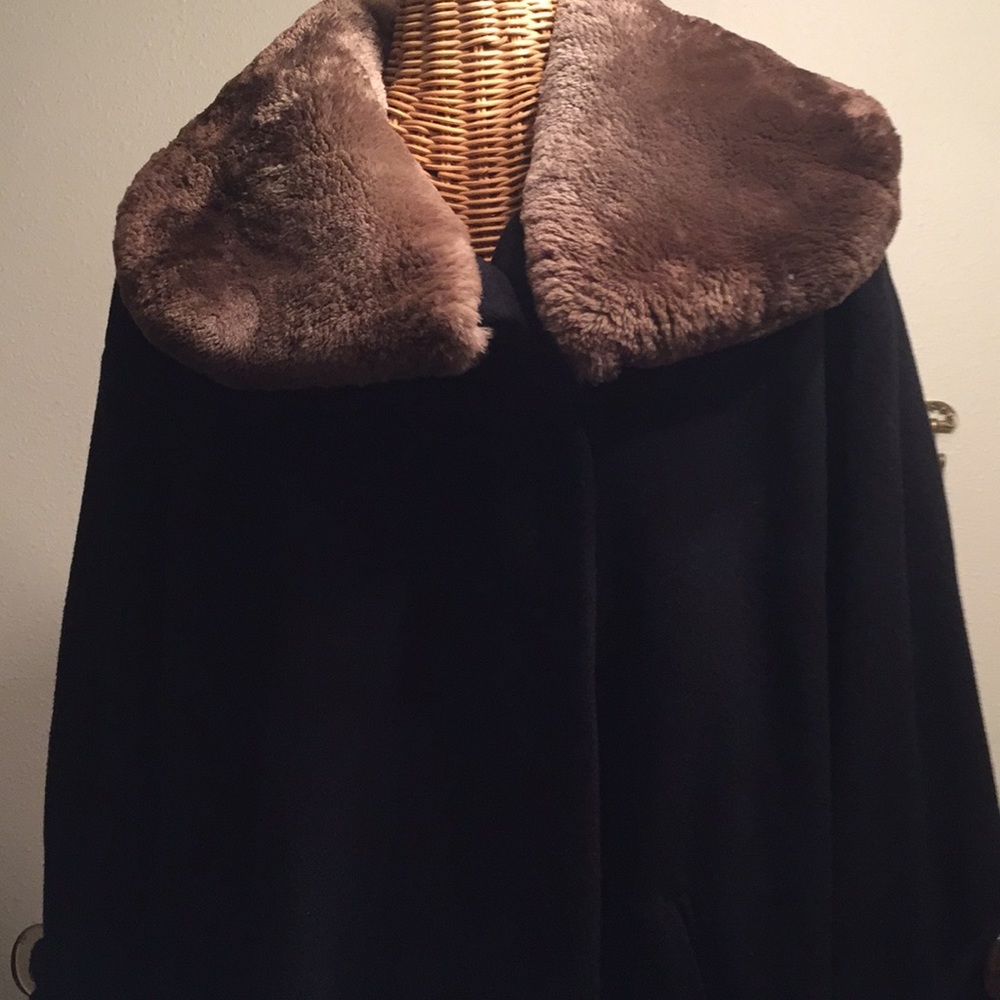 Cashmere Swing Coat with Fur Trim