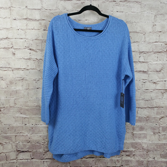 Vince Camuto Sweaters - Vince Camuto Blue Basket Weave Tunic Sweater