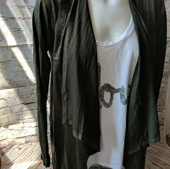 2 Left!! Olive Draped Waterfall Vegan cardigan - Picture 5 of 7