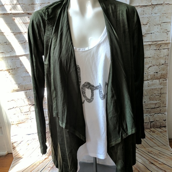 2 Left!! Olive Draped Waterfall Vegan cardigan - Picture 4 of 7