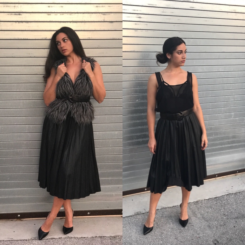 Beautiful faux leather pleated skirt!