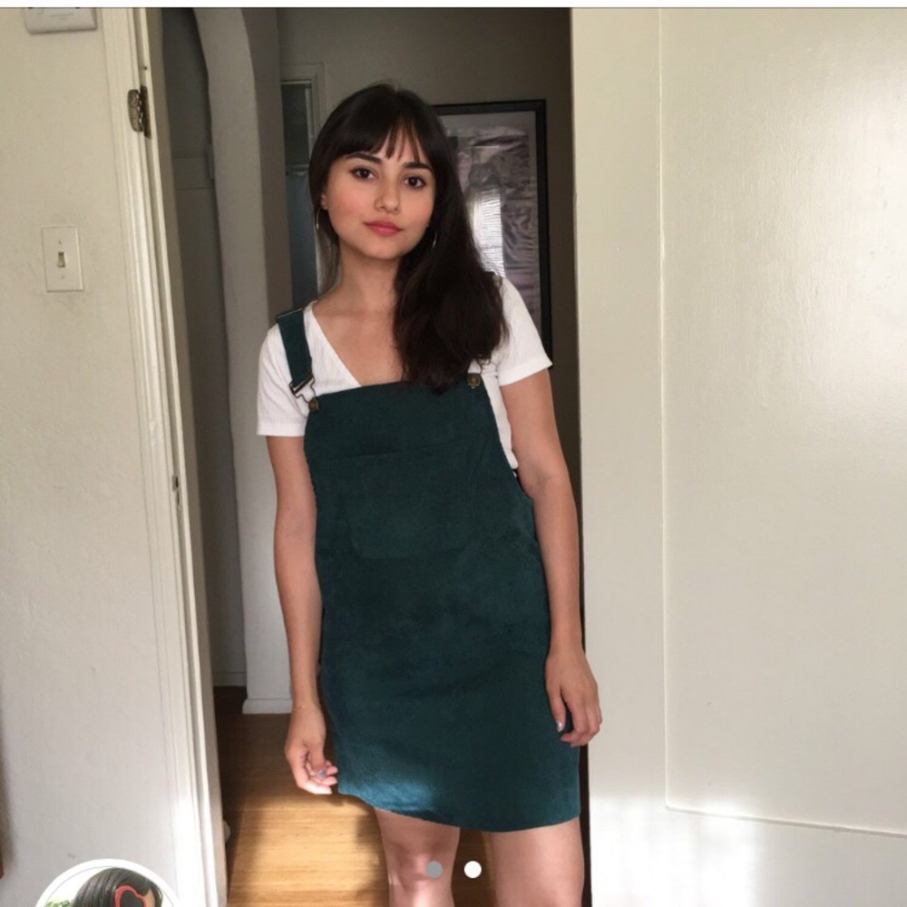 Sold Corduroy Overall dress forest green