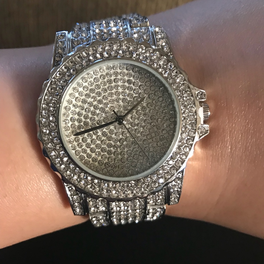 Rhinestone silver watch