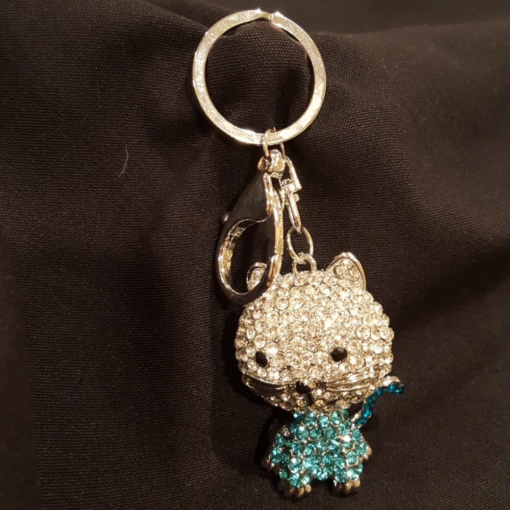 Bejewled car key chain.  Two shades of blue stones