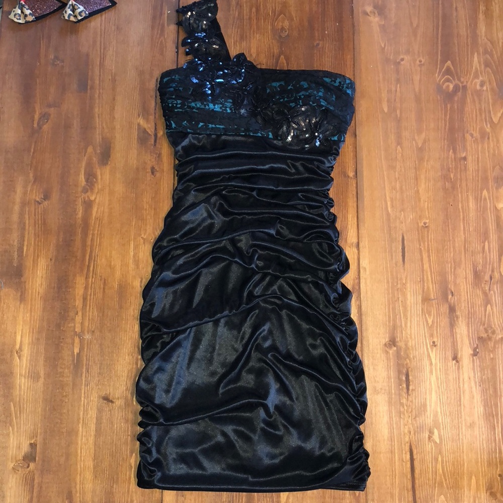 Black and teal Holiday Dress