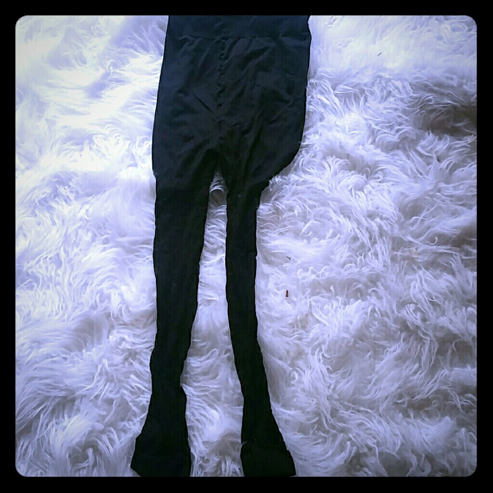 shear printed black panty hose