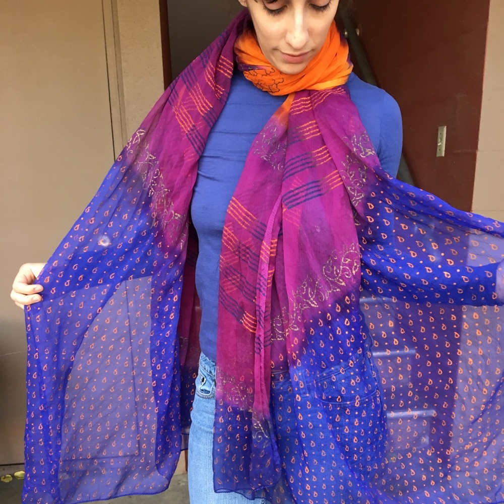Gorgeous Batik Metallic Multicolor Scarf