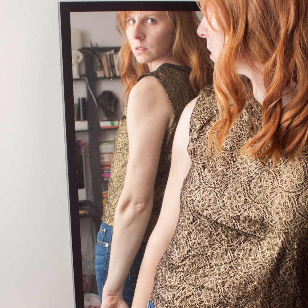 Gold Embroidered Sleeveless Top