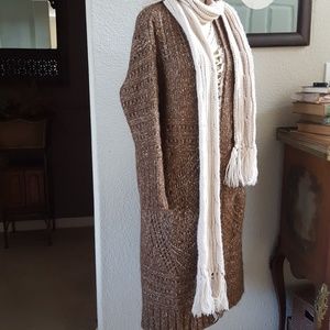 Beautiful Alpaca Blend Knit Long Open Cardigan