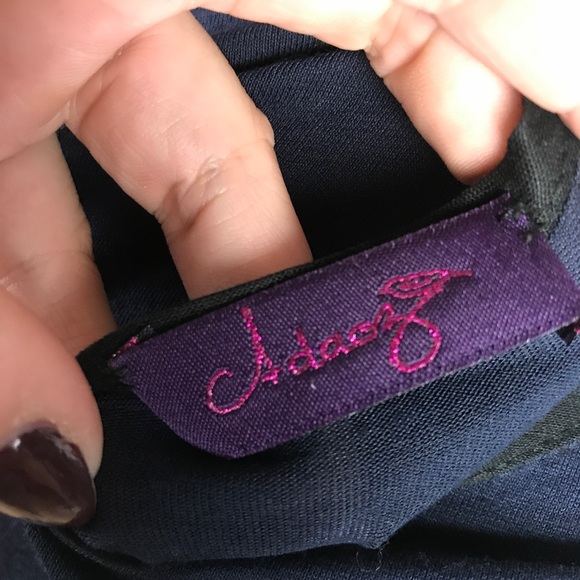 Navy blue embroidered tapestry jersey dress - Picture 6 of 7