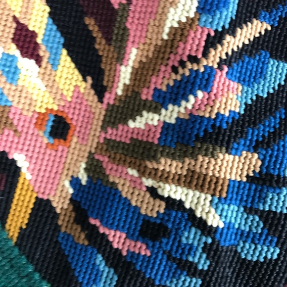 Navy blue embroidered tapestry jersey dress - Picture 7 of 7