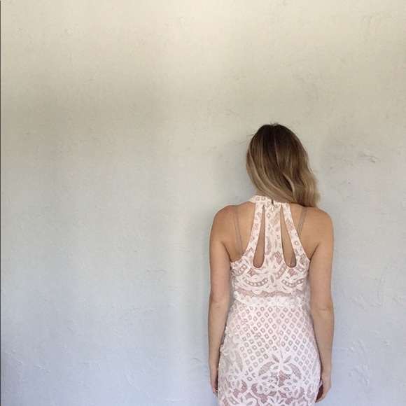 • like new pink + white lace midi dress • - Picture 4 of 7