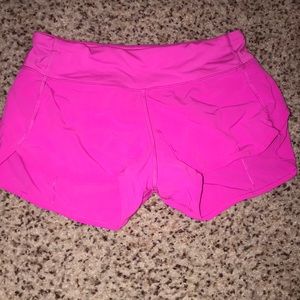 pink lululemon speed shorts