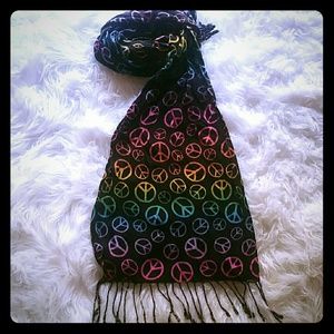 cute peace rainbow print scarf