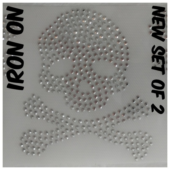 Unbranded Other - Large Iron On Studded Skull Set 2 Silver Punk