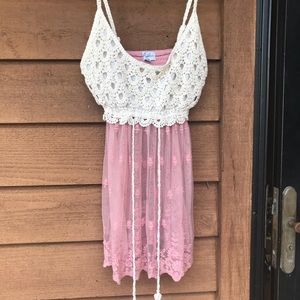 Knit & Lace Pink Top