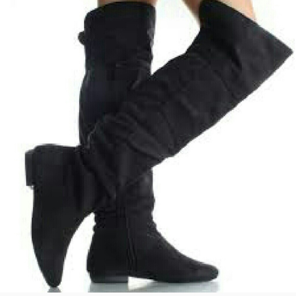 Over the knee suede boots