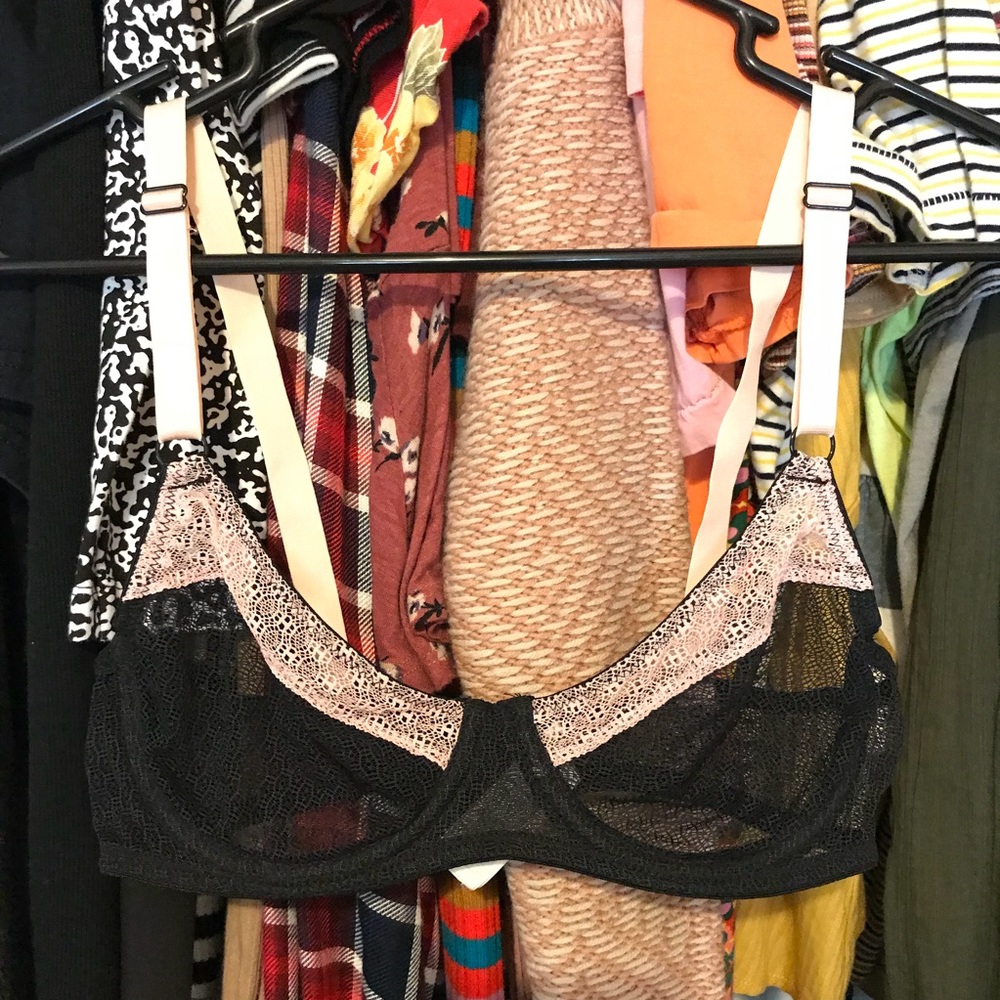 forever 21 pink trim lace underwire bralette