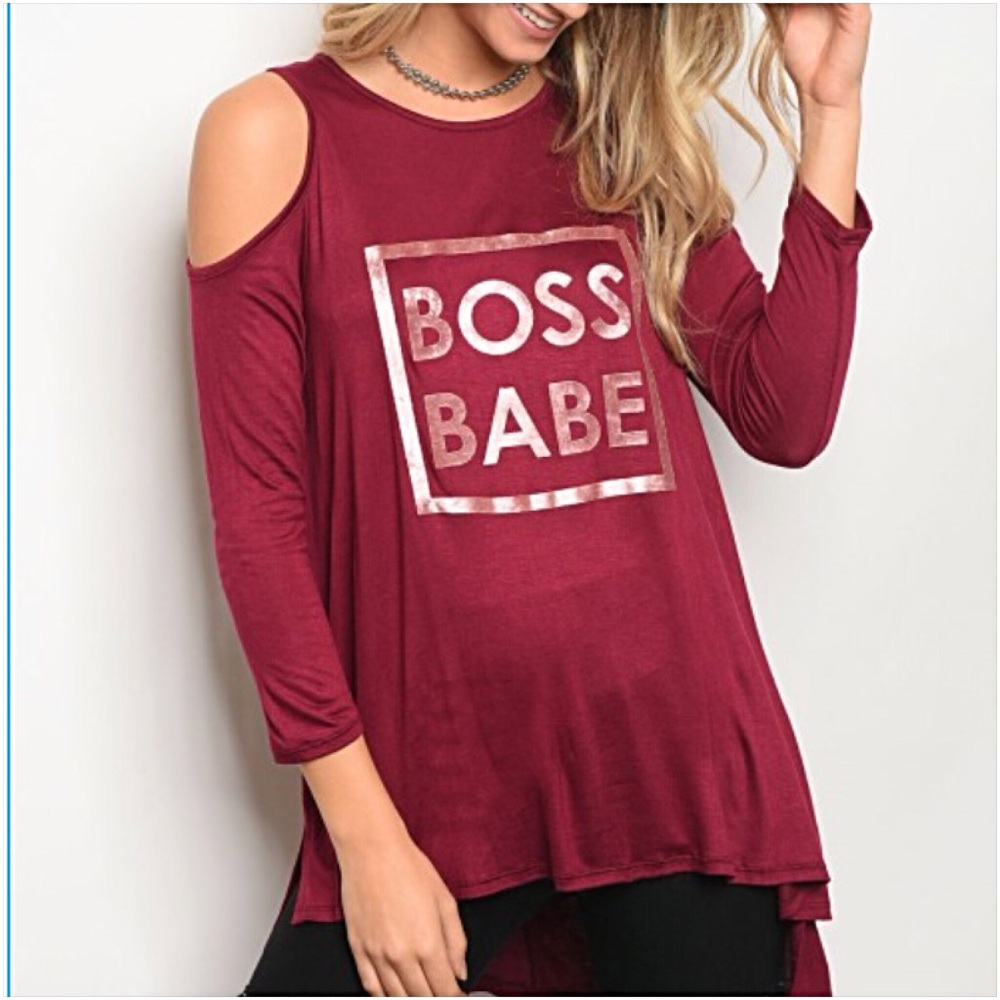 BOSS BABE Graphic Hi Low Tunic Tee S/M - Picture 3 of 5