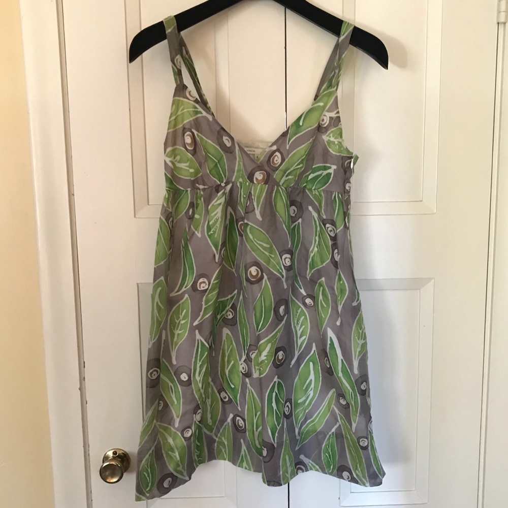 VINCE cotton & silk print babydoll dress 8