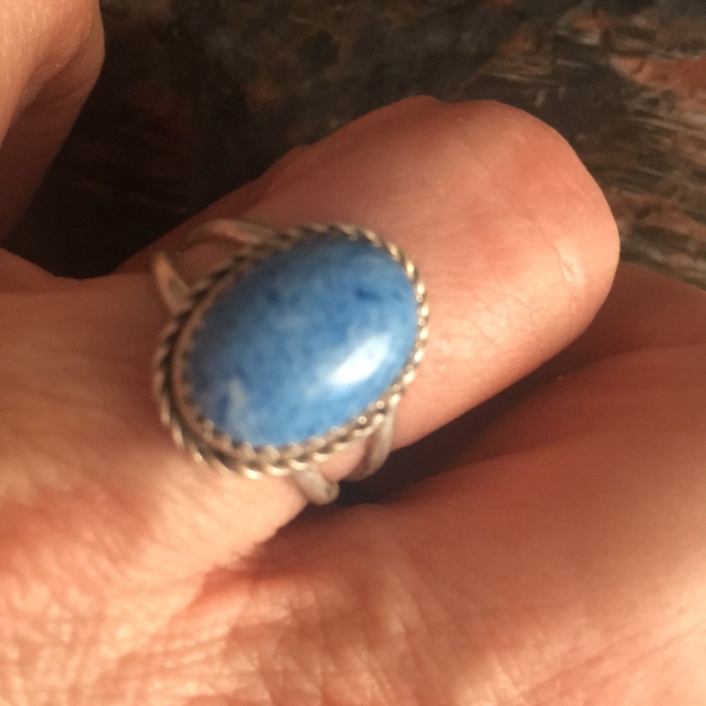 Silver Navajo blue turquoise / or lapis ring