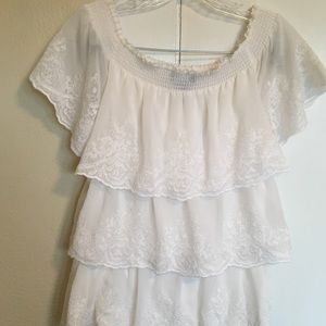 Whit House Black Market white ruffle top